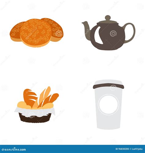 Conjunto De Iconos De La Panadería Ilustración Del Vector Ilustración