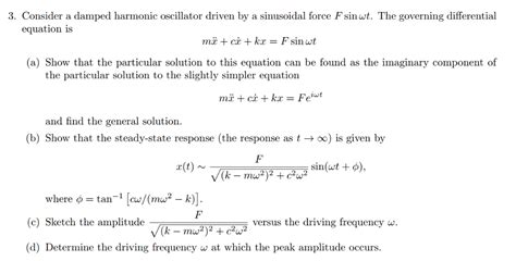 Solved Consider A Damped Harmonic Oscillator Driven By A Chegg