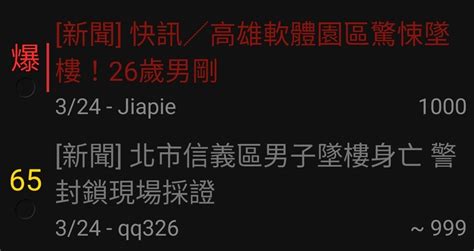 問卦 同樣是墜樓，為何高雄的推比台北還多？ 看板gossiping Ptt網頁版