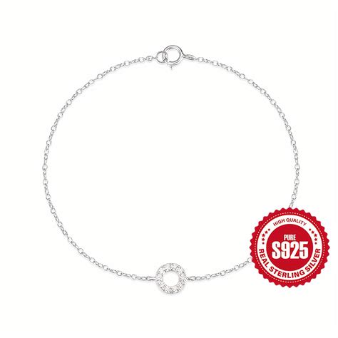 Pulsera Cadena Fina Plata Ley 925 Simple Incrustaciones Temu Mexico