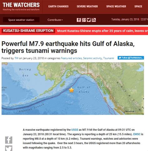 Sismos Terremoto De M79 Golfo De Alaska Noticias And Análisis 23 Ene 18