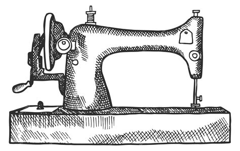 Esboço Desenhado à Mão Da Máquina De Costura Símbolo Da Costureira Isolado Em Fundo Branco