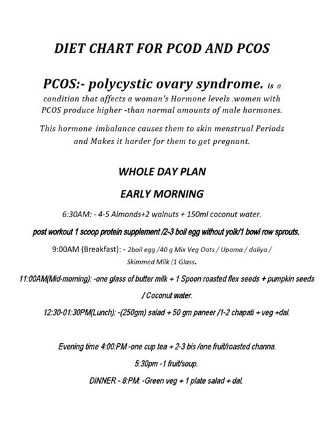 Diet Chart For Pcod and Pcos | PDF