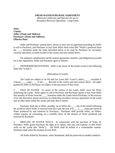 Water Purchase Agreement Template Fill Out Sign Online DocHub