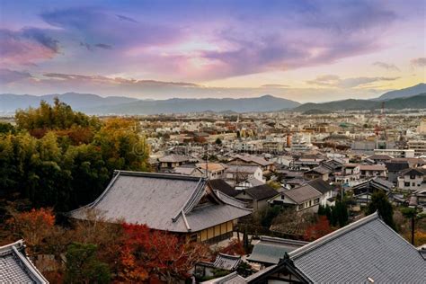 Kyoto Skyline in Sunset / Sun Rise Sky View from from Kiyomizudera Temple, Kyoto City, Japan ...