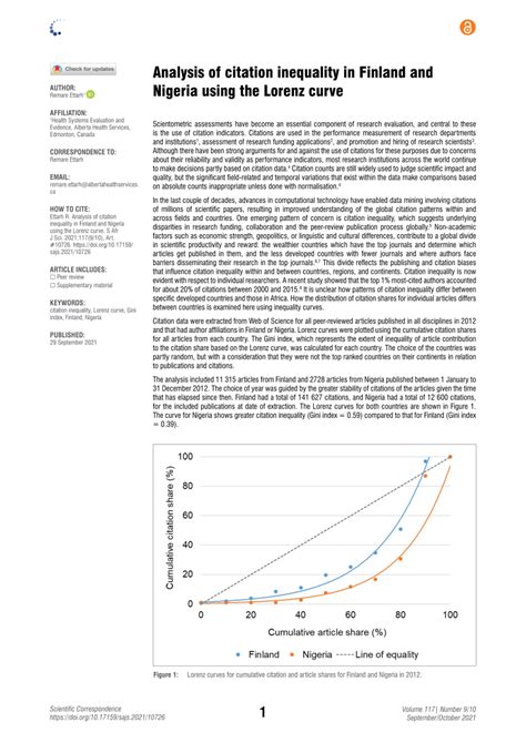 PDF Analysis Of Citation Inequality In Finland And Nigeria Using The