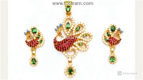 22k Gold Peacock Pendant And Earring Sets From Totaram Jewelers Online Usa Youtube