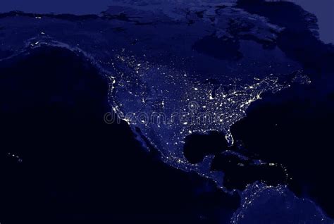 American Continent Electric Lights Map At Night City Lights Map Of North And Central America