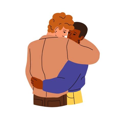 Gay Couple Kissing Hugging Two Happy Men Vector Image