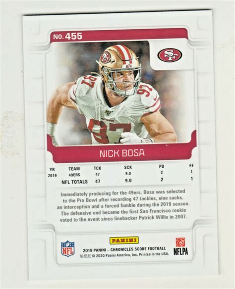 Panini Chronicles Score Update Silver Prizm Nick Bosa Rc