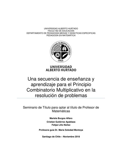 PDF Una secuencia de enseñanza y aprendizaje para el Principio