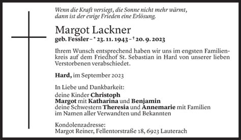 Todesanzeigen Von Margot Lackner Todesanzeigen Vorarlberger Nachrichten