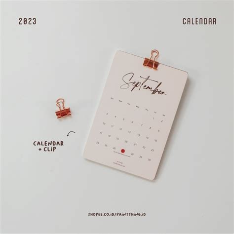 Jual Kalender Aesthetic Calendar 2023 Penyangga Kayu Kalender Meja Desk Calendar