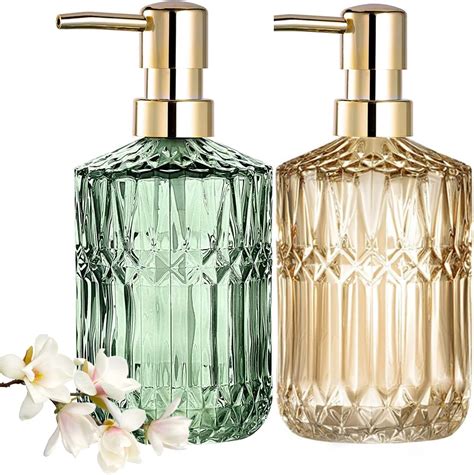 Glass Soap Dispenser 2 Pack 12 Oz Glass Dispenser Bottle With Pump