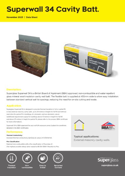 Superglass Superwall Cavity Batt Datasheet Superglass Insulation