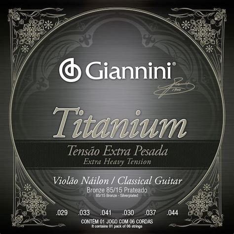 Kit 6 encordoamentos para violão de nylon série titanium tensão