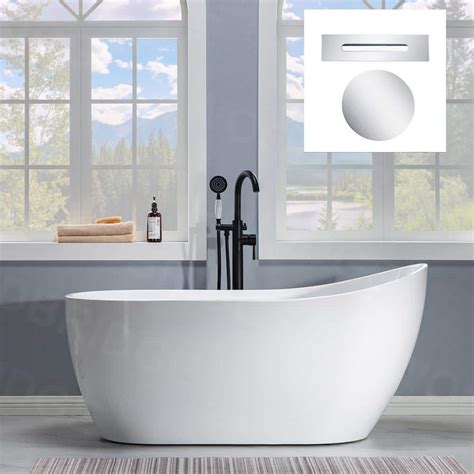 WOODBRIDGE Clifton 59 In Acrylic FlatBottom Single Slipper Bathtub