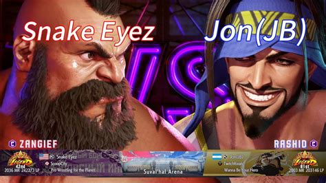 SF6Snake Eyez ZANGIEF 42nd Vs Jon JB RASHID 81stStreet Fighter 6