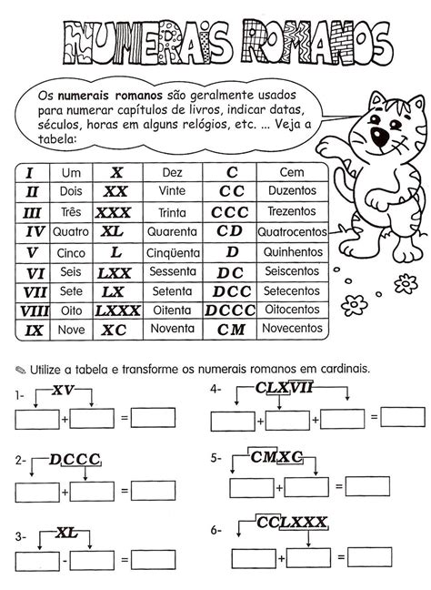 Atividades Numeros Romanos 6 Ano BRAINCP