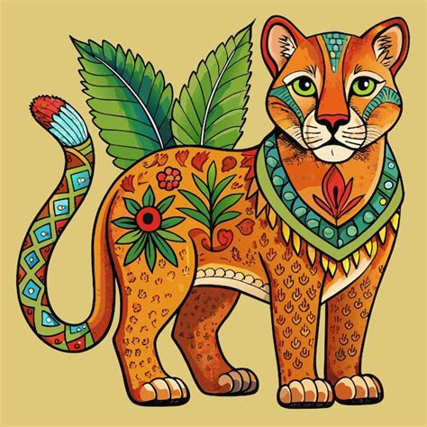 Un Dibujo De Un Gato Con Una Flor En L Vector Premium