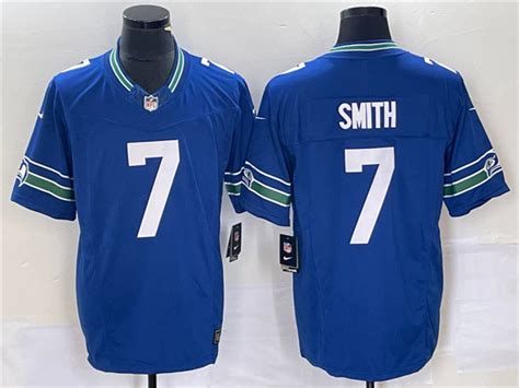 Seattle Seahawks 7 Geno Smith Royal Throwback Vapor F U S E Limited