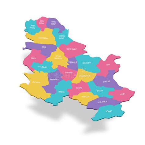 Serbia Political Map Of Administrative Divisions Stock Vector