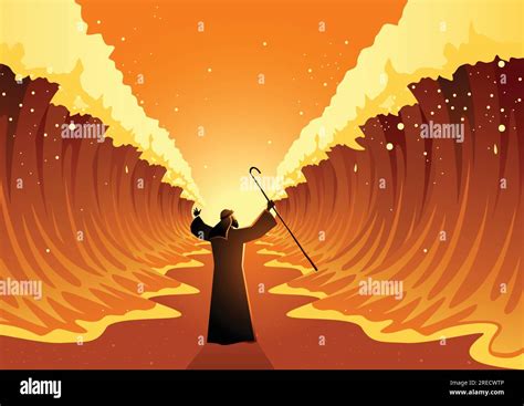 Biblical And Religion Vector Illustration Series Moses Held Out His