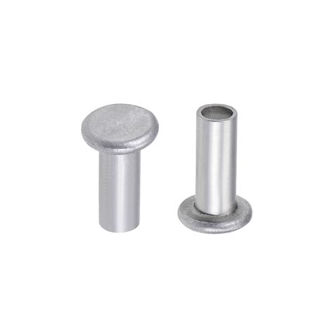 Uxcell M5 X0 47 Flat Head Semi Tubular Rivets Aluminum Silver Tone