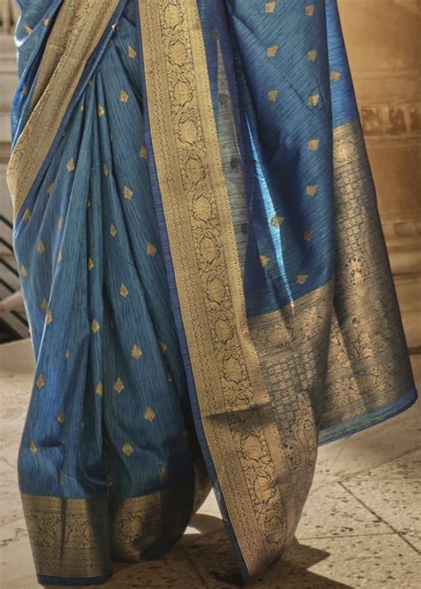 Blue Banarasi Khaddi Silk Saree Urban Womania