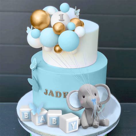 Amazon Mocsicka Boy Elephant Baby Shower Edible Cake Topper 7