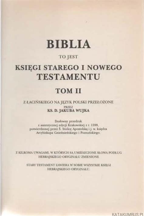 Biblia To Jest Ksi Gi Starego I Nowego Testamentu Tomy Praca