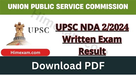 Upsc Nda Written Exam Result Himexam