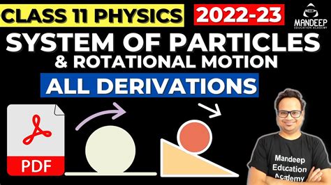 System Of Particles And Rotational Motion All Derivations Pdf Class 11 Physics 7 Youtube