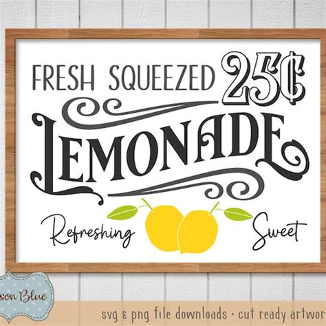 Fresh Lemonade Sign Svg Rustic Lemonade Design Svg Farmhouse Etsy