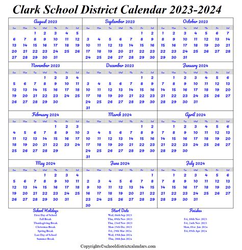 Clark School District Calendar 2023-2024 School District Calendars