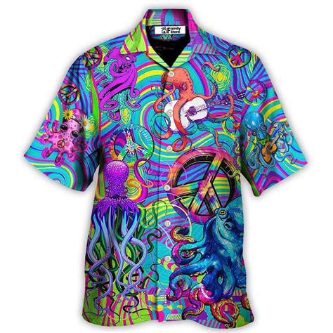 Hippie Funny Octopus Colorful Tie Dye Art Style Hawaiian Shirt Trendy