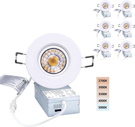 Parmida 6 Pack 3 Inch Dimmable 5cct Ultra Thin Led Recessed Ceiling