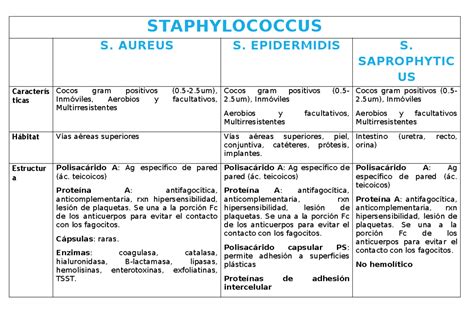 01 Staphylococcaceae Resumen STAPHYLOCOCCUS S AUREUS S