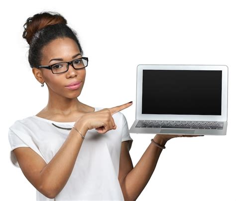 Premium Photo African American Woman Holding Laptop