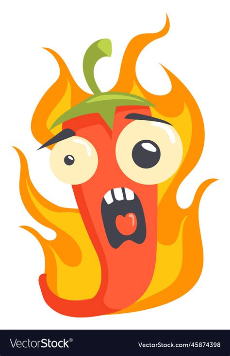 Screaming Chili Pepper Character Kawaii Red Hot Vector Image