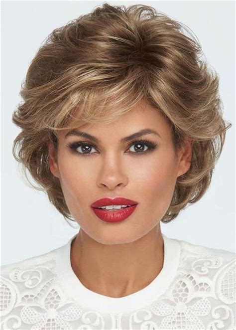 Short Wavy Womens Wig Brown Color Synthetic Hair Wigs Lace Front Wig 14inch Short Hair With