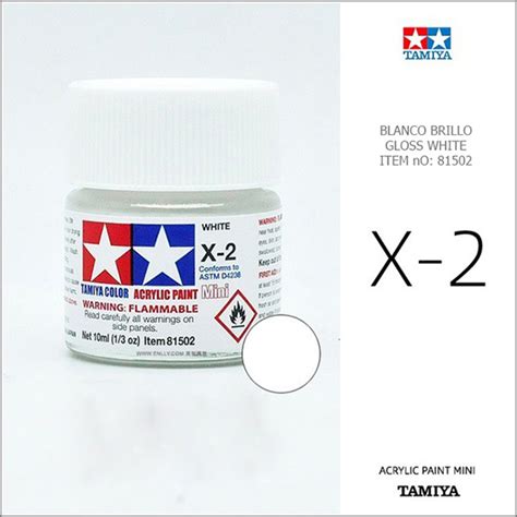 Tamiya Acrylic Mini X 02 Gloss White Blanco Brillo 10ml Mister Model