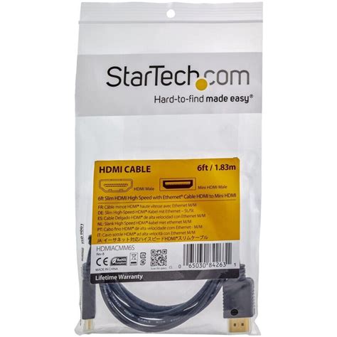 Startech Ft Slim High Speed Hdmi Cable With Ethernet Hdmi To