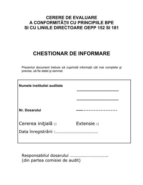 Pdf Chestionar De Informare Model De Ro Laboratoare Cerere De