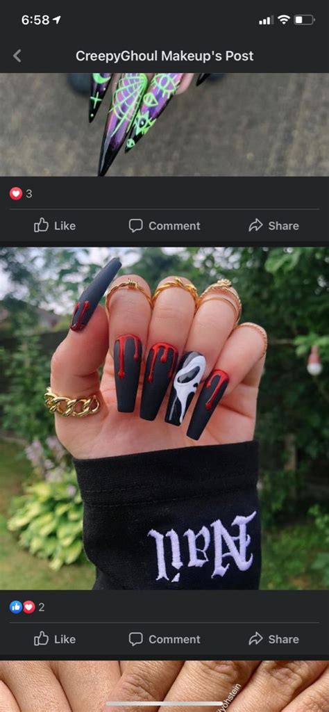 Ghostface Nails Holographic Nails Brown Acrylic Nails Holographic