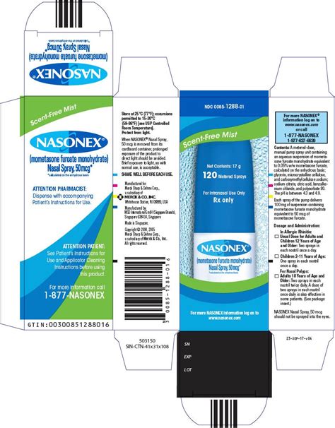 Nasonex - FDA prescribing information, side effects and uses