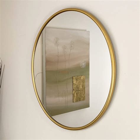 DEENZ 50cm Large Round Gold Wall Mounted Mirror Brass Metal Frame