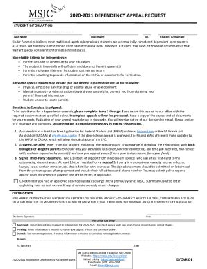 Fillable Online Msjc Dependency Appeal Fax Email Print Pdffiller