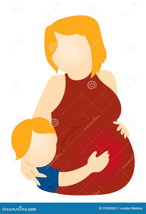 Pregnant Mom And Son Stock Illustration Illustration Of Clipart 2590360