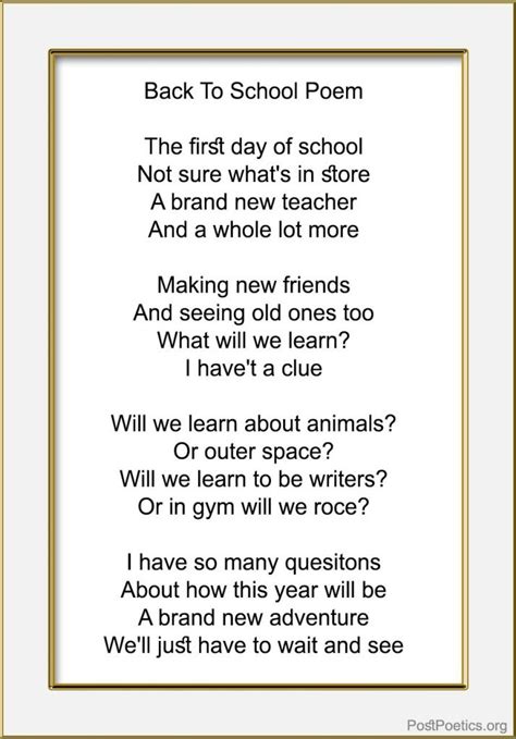 Welcome Back To School Poem